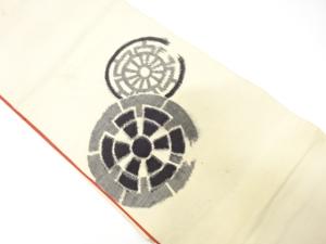 アンティーク　手織り紬　源氏車模様織り出し袋帯（材料）